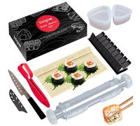 lisigoo - Kit de sushi completo - Sushi Maker - Aparato para hacer sushi - Estuche con esterilla de bambú, cuchillo japonés, molde onigiri, molde sushi, molde maki - Idea de regalo para hombre y mujer