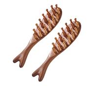 liso Peine de madera grande con dientes redondos for masaje, cepillo desenredante curvo multifuncional, masaje de dos puntos, fácil de transportar. desentrañando(2 pcs)