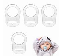 LISOPO 4 piezas de anillo de botón de silicona transparente, anillo de silicona para chupetes, clip adaptador de soporte para chupetes de bebé para cadenas de chupetes de bebé