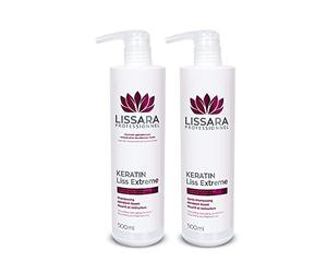 LISSARA - Duo Champú y Bálsamo Profesional de Peluqueria Suavizante Queratina Brasileña - Champu sin Sulfatos ni Parabenos - Prolongador Del Alisado Brasileño - Made in France - 2 x 500ml.