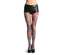 LissKiss A Girl With Flowers Tattoo - Tights - Multicolor Medias Talla unica (34-42)