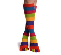 LissKiss Bright Rainbow Stripes Knee High Toe Socks - Toe Socks - Multicolor Toe Calcet?nes Talla unica (37-42)