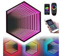 Lissontine Espejo con Túnel Infinito Lámpara Decorativa con Espejo De Túnel Infinito, RGB Que Cambia De Color, Ideal para Ambiente Sensorial Y Habitaciones Modernas B-50cm/19.7"