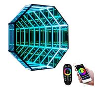 Lissontine Espejos De Túnel con Lámpara Infinity Decoración LED Pared con Lámpara Espejo Infinito RGB, Efecto Túnel 3D Y Luz Ambiente Que Cambia De Color, A-30cm/11.8"