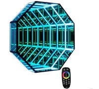 Lissontine Lámpara LED De Túnel con Espejo Infinito, Luz De Túnel con Espejo 3D con Control Remoto 358 Luz Mágica Que Cambia De Color, Luz De Túnel Que Cambia De Color RGB A-50cm/19.7"