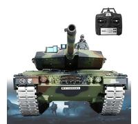 Lissontine Modelo De Tanque RC 1:16 Tanque Militar Teledirigido con Humo, Luz LED Y Retroceso Real, con Disparo BB, Ideal para Batallas Tácticas Y Regalo para Adultos GermanLeopard2A6-Deluxe