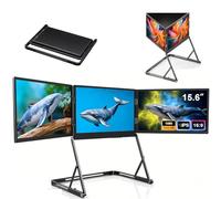 Lissontine Monitor Triple Fhd 1080p IPS De 15,6 Pulgadas, Extensor De Pantalla para Portátil, Extensor Triple para Portátiles De 13 a 17.3 Pulgadas Altavoces, Plug and Play con Tipo-C/HDMI/USB-C