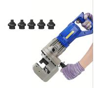 Lissontine Perforadora Hidráulica Eléctrica 110/230V 1300W | Punzonadora de Metal 10 Ton | Kit con 5 Dados para Placas de Acero, Aluminio y Cobre