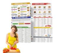 Lista de alimentos para diabéticos y planificador de comidas, gráficos de pared de lista de alimentos para diabéticos, lista nutricional de alimentos para la pared, tamaño de la porción, alimentos a