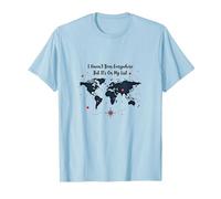Lista de Deseos para Viajar con el Mapa Mundial de Wanderlust y Cita de Aventuras Camiseta, Hombre, Azul Bebé, XXL