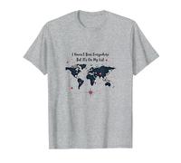 Lista de Deseos para Viajar con el Mapa Mundial de Wanderlust y Cita de Aventuras Camiseta, Hombre, Gris Jaspeado, M