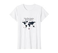 Lista de Deseos para Viajar con el Mapa Mundial de Wanderlust y Cita de Aventuras Camiseta, Mujer, Blanco, XXL