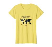 Lista de Deseos para Viajar con el Mapa Mundial de Wanderlust y Cita de Aventuras Camiseta, Mujer, Limón, M