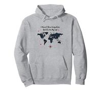 Lista de Deseos para Viajar con el Mapa Mundial de Wanderlust y Cita de Aventuras Sudadera con Capucha, Unisex para Adultos, Gris Jaspeado, S