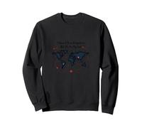 Lista de Deseos para Viajar con el Mapa Mundial de Wanderlust y Cita de Aventuras Sudadera, Unisex para Adultos, Negro, L
