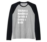 Lista de Ingredientes de Sopa de Fideos con Pollo Receta Divertida Camiseta Manga Raglan