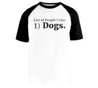 Lista De Personas Que Me Gustan: 1 Perros Camiseta Beisbol Blanca Unisex Manga Corta Negra Unisex White Baseball T-Shirt Black Short Sleeve