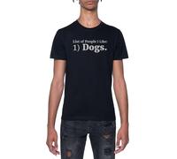 Lista De Personas Que Me Gustan: 1 Perros Camiseta De Manga Corta Negra con Cuello Redondo para Hombre T-Shirt Short Sleeve Black Crewneck tee For Men
