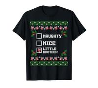 Lista de Santas Naughty Nice Little Brother Familia Navidad Camiseta