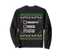 Lista de Santas Naughty Nice Little Sister Familia Navidad Sudadera