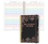 Lista de verificación de pagos de facturas: organizador mensual de facturas y planificador para presupuesto personal, cuaderno de seguimiento de pagos de facturas, 5.8 x 8.5 pulgadas, flores negras