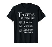 Lista de verificación de Recetas Taters PO-TA-Toes | Nerdy Fantasy Camiseta