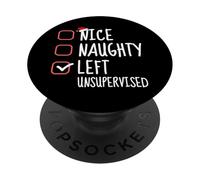 Lista de verificación navideña Divertida sin supervisión de Nice Naughty Left PopSockets PopGrip Adhesivo