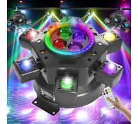 LISTaRSw 150W Foco LED De Escenario, Cabeza Móvil 6 Brazos con Haz Rgbw 4 En 1, Iluminación para DJ Activada por Sonido Y Dmx512, Luz Giratoria para Discoteca, Bar, Karaoke Y Eventos.