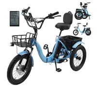 LISTaRSw 18 Inch Electric Tricycle for Charging 3-Wheel Electric Bike Folding Adult Electric E Bike with Storage Basket Large Tyres for Adults Electric Bicycle, Load Capacity 30 kg Blue