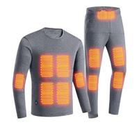 LISTaRSw Conjunto Térmico para Hombre Y Mujer Tallas S-5xl, Capa Base con Calefacción 22 Zonas, Conjunto De Ropa Interior Térmica con Calefacción Inteligente por USB para Hombre Y Mujer men'sgray-L
