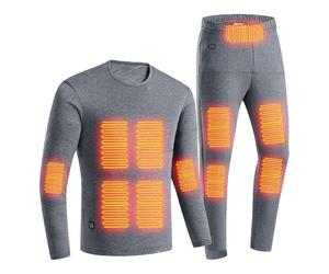 LISTaRSw Conjunto Térmico para Hombre Y Mujer Tallas S-5xl, Capa Base con Calefacción 22 Zonas, Conjunto De Ropa Interior Térmica con Calefacción Inteligente por USB para Hombre Y Mujer men'sgray-L