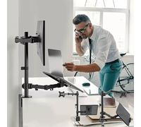 LISTaRSw Dual Independent Desk Stand | for 2 up to 17-32 Inch Screens | Each 22lbs | “c” Clamp/Grommet | 360°Rotation | Desktop Thickness 0.4-3.5 Inches | Save Space
