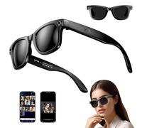 LISTaRSw Gafas Inteligentes con IA para Hombre Y Mujer, con Cámara, Ip65, Resistentes Al Agua, Bluetooth, Llamadas, Reproducción De Música, Gafas Inteligentes para Identificar Imágenes,Black