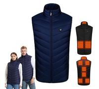 LISTaRSw Heated Gilet USB Charging with 9 Carbon Fiber Heating Pads, Heated Vest for Men Women, Electric Heated Body Warmer for Motorcycle Fishing Skiing (Not Including Power Bank) Blue-5XL