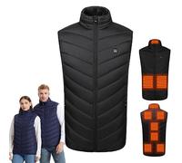LISTaRSw Heated Gilet USB Charging with 9 Carbon Fiber Heating Pads, Heated Vest for Men Women, Electric Heated Body Warmer for Motorcycle Fishing Skiing (Not Including Power Bank) Black-5XL