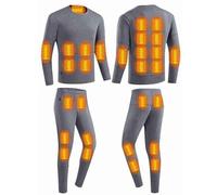 LISTaRSw Lightweight Men Thermal Set, 30 Heating Zones Heated Base Layer Men, USB Smart Heated Men Thermal Underwear Set, Thermal Heating Trousers Underwears Grey-4XL
