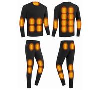 LISTaRSw Lightweight Men Thermal Set, 30 Heating Zones Heated Base Layer Men, USB Smart Heated Men Thermal Underwear Set, Thermal Heating Trousers Underwears Black-XL