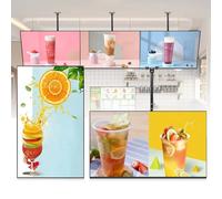 LISTaRSw Reproductor Señalización Digital Suspendido, Pantalla Señalización Digital, Letrero LED Programable Delgado con Pantalla Dividida Inteligente, 1Gb + 32Gb, Wifi/HDMI/USB/Rj45 55in