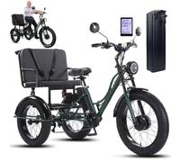LISTaRSw Three Wheel Electric Trike for Adults 24 Inch City Bicycles E-Trike Adult Electric Tricycle for Elderly with Seat/Wide Tires/LCD Display/Carbon Steel Frame Green