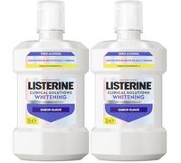 Listerine Advanced White Sabor Suave (1 x 1 L), enjuague bucal formato ahorro 0% alcohol, enjuague bucal sin alcohol, colutorio blanqueador dental para una limpieza óptima (Paquete de 2)