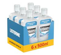 LISTERINE Enjuague bucal antibacteriano Advanced White suave (6 x 500 ml) para eliminar las manchas dentales persistentes, enjuague bucal con tecnología de blanqueamiento suave, para blanquear los