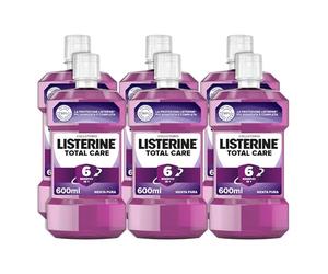 Listerine Collutorio, Total Care Menta Pura, 6 beneficios en 1, 6 x 600 ml