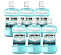LISTERINE Cool Mint Mild (6 x 500 ml), enjuague bucal antibacteriano con aceites esenciales y sin alcohol, enjuague bucal combate eficazmente las bacterias, complemento perfecto para el cuidado dental