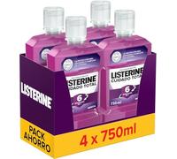 Listerine Cuidado Total (4x750 ml), enjuague bucal con flúor, colutorio bucal con 6 beneficios en 1, elixir bucal para una limpieza bucal completa