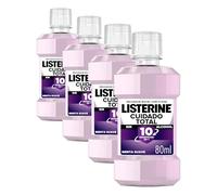 Listerine Cuidado Total Sabor Suave 80 ml, enjuague bucal sin alcohol, colutorio encías con 10 beneficios en 1, enjuague bucal para 12 horas de protección (Paquete de 4)
