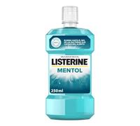 Listerine Mentol (1 x 250 ml), enjuague bucal con flúor, colutorio encías con 24 horas de protección, elixir bucal que elimina las bacterias, para un aliento fresco duradero.