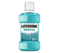 Listerine Mentol 80 ml, enjuague bucal con flúor, colutorio bucal con 24 horas de protección, elixir bucal mentolado para un aliento fresco duradero
