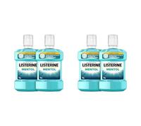 Listerine Mentol (pack de 2 x 1 L), enjuague bucal con flúor, colutorio bucal con 24 horas de protección, elixir bucal mentolado para un aliento fresco duradero (Paquete de 2)