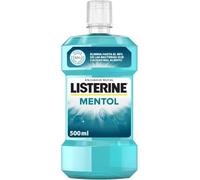 Listerine Mentol sabor suave (1 x 500 ml), enjuague bucal con flúor, colutorio bucal con 24 horas de protección, elixir bucal mentolado para un aliento fresco duradero