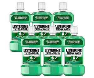 LISTERINE Protector de encías Total Care 6 x 500 ml, enjuague bucal protector contra problemas de encías con acción 6 en 1, enjuague bucal antibacteriano que fortalece los dientes, hasta 24 horas de